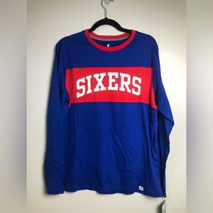 Philadelphia 76ers Fanatics Branded Iconic Color Block Long Sleeve T-Shirt - Red